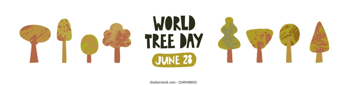 World tree day, forest day concept card or poster template. Vector illustration