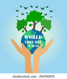 Día Mundial del Árbol, Concepto Verde, Ilustración vectorial