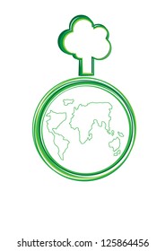World and tree vector cartoon