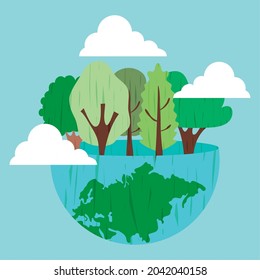 world with trees illustration design