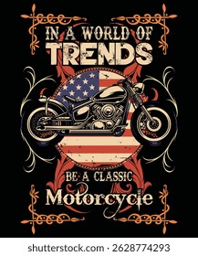 En un mundo de tendencias sea un Diseño gráfico de Moto Clásica 2