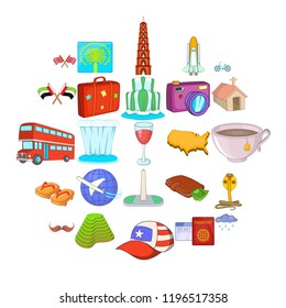 World trip icons set. Cartoon set of 25 world trip vector icons for web isolated on white background