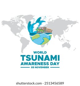 world tsunami awareness day, 05th November, greeting card, world tsunami awareness day vector illustration, editable template. world tsunami awareness day social media post design.