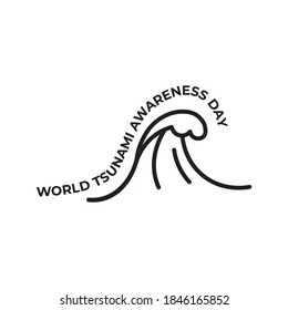 World Tsunami Awareness Day, 5 November. High tide waves conceptual illustration vector. visible from the seashore and marine life