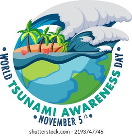 World Tsunami Awareness Day Banner Design illustration