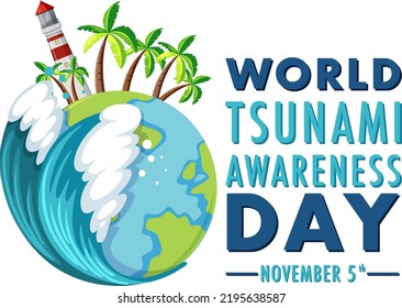 World Tsunami Awareness Day Banner Design illustration