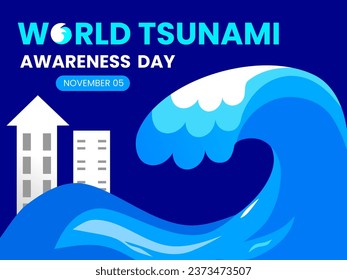 World Tsunami Awareness Day Banner Design. Vector Illustration Design