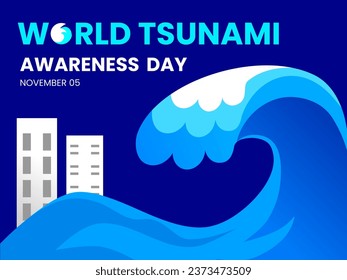 World Tsunami Awareness Day Banner Design. Vector Illustration Design