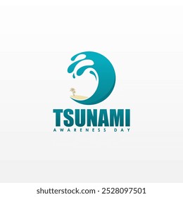 World Tsunami Awareness Day with high waves illustration