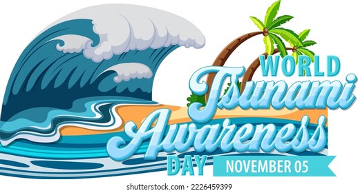 World Tsunami Awareness Day Logo Design illustration