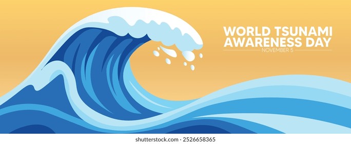 Cartaz vetorial do Dia Mundial de Conscientização sobre o Tsunami, em 5 de novembro