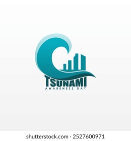 Día Mundial de Concienciación sobre el Tsunami, ilustración de icono de ola de mar