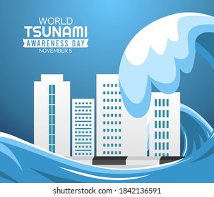 World Tsunami Awareness Day Vector Illustration