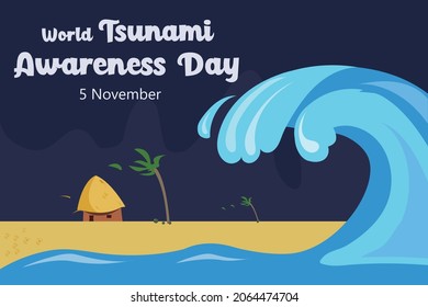 World Tsunami Awareness Day Vector, Poster, Card, Print Design to create awareness about this deadly disaster