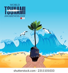 Ilustración vectorial del Día Mundial de Concienciación sobre el Tsunami