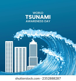 World Tsunami Awareness Day. Tsunami vector background. 