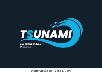 World tsunami awareness day, vector illustration, Natural disasters tsunami, 5th November, world tsunami day, social awareness day, typography banner, social media post, tsunami logo, awareness icon