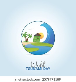 World Tsunami Day, Tsunami Day creative vector design concept.