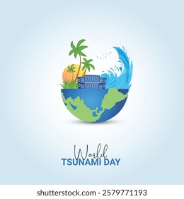 World Tsunami Day, Tsunami Day creative vector design concept.