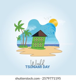 World Tsunami Day, Tsunami Day creative vector design concept.