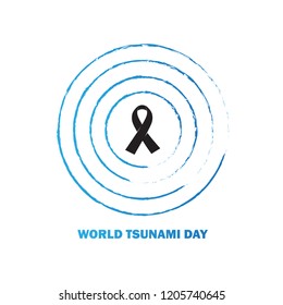 World Tsunami Day icon design with circle and ribbon