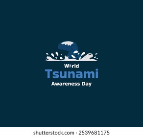 World Tsunami Day icon vector design, visible from the seashore and marine life with world map. World tsunami awareness day concept design. vector illustrator