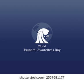 World Tsunami Day icon vector design, visible from the seashore and marine life with world map. World tsunami awareness day concept design. vector illustrator