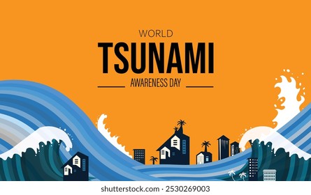 World Tsunami Day is raise awareness every year on November 5 design templet