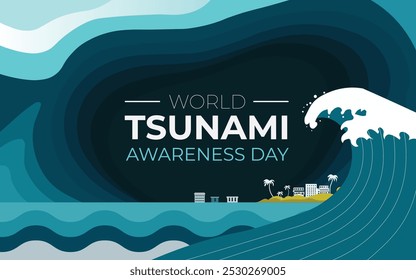 World Tsunami Day is raise awareness every year on November 5 design templet