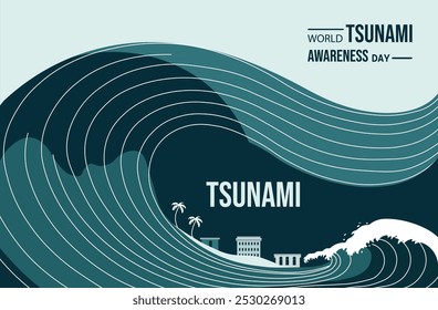 World Tsunami Day is raise awareness every year on November 5 design templet