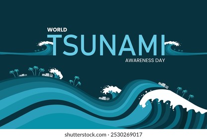 World Tsunami Day is raise awareness every year on November 5 design templet