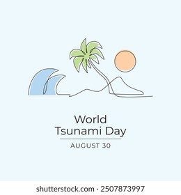World Tsunami Day vector design template good for celebration usage. World Tsunami Day design. Continuous line drawing. eps 10.