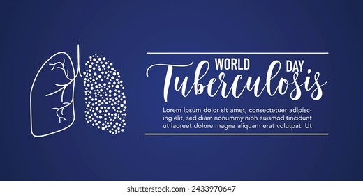 World Tuberculosis Day awareness poster with illustration of lungs affected by the disease. Healthy respiratory system medical concept. Vector illustration. Suitable for greeting card, poster banner