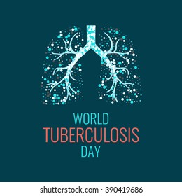 World Tuberculosis Day awareness poster with illustration of lungs affected by the disease. Healthy respiratory system medical concept. Vector illustration.
