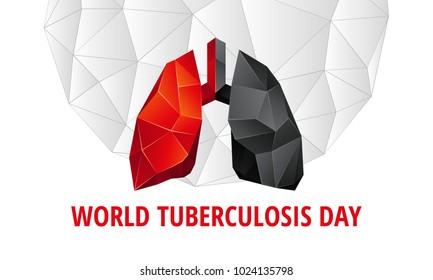 World Tuberculosis Day background. Abstract anatomy organ. Lungs in 3D polygon style.