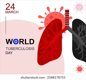 World Tuberculosis Day background with an illustration of a lung with tuberculosis. vector graphic ideal for World Tuberculosis Day celebration.