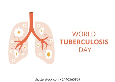World tuberculosis day banner template. Awareness about disease. Vector flat illustration.
