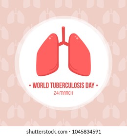 World tuberculosis day card, vector illustration with cute cartoon pair of lungs.