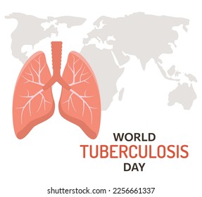 World tuberculosis Day concept  Human lungs   Earth map isolated white background  World pneumonia day  Examine   check your lungs  Medical information banner  Vector illustration in flat style