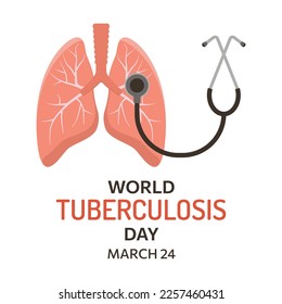 World tuberculosis Day concept  Human lungs   stethoscope isolated white background  World pneumonia day  Examine   check your lungs  Vector illustration in flat style