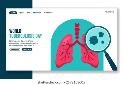 World Tuberculosis Day Flat Cartoon Illustration for Social Media Landing Page
