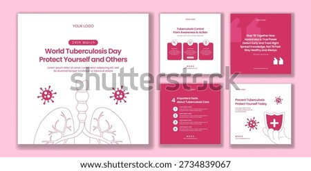 World Tuberculosis Day Flat Cartoon Hand Drawn Social Media Post Template Illustration