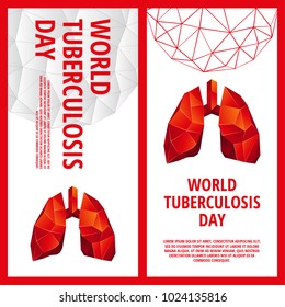 World Tuberculosis Day flyer template. Abstract anatomy organ. Lungs in 3D polygon style.