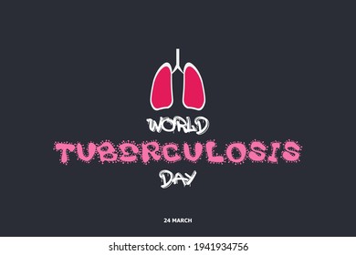 World Tuberculosis Day illustration. Lungs icon isolated on black background. TB Day Poster, March 24. Healthcare awareness day for medical science and people   