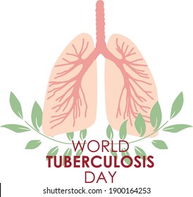 World Tuberculosis Day  Medical concept of a healthy respiratory system. Vector illustration. Image of the lungs. Logo vector