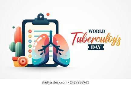 El Día Mundial de la Tuberculosis, que se celebra el 24 de marzo de cada año, está diseñado para crear conciencia pública sobre la epidemia mundial de tuberculosis y los esfuerzos para eliminar la enfermedad. Ilustración vectorial.