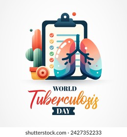 El Día Mundial de la Tuberculosis, que se celebra el 24 de marzo de cada año, está diseñado para crear conciencia pública sobre la epidemia mundial de tuberculosis y los esfuerzos para eliminar la enfermedad. Ilustración vectorial.