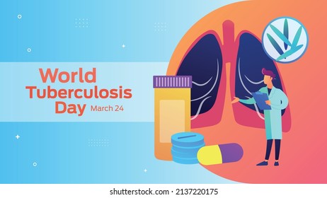 Día Mundial de la Tuberculosis, el 24 de marzo, folleto sobre el diseño de pancartas modelo horizontal vector, presentación de portada abstracta, póster de publicación moderno y banner de bandera.