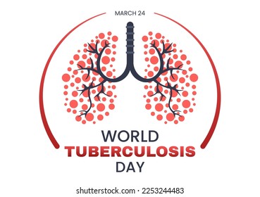Día Mundial de la Tuberculosis el 24 de marzo Ilustración con imágenes de los pulmones e inspección de órganos en planas caricaturas dibujadas plantillas de página de aterrizaje