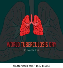 World Tuberculosis Day with Red Lungs vector cartoon